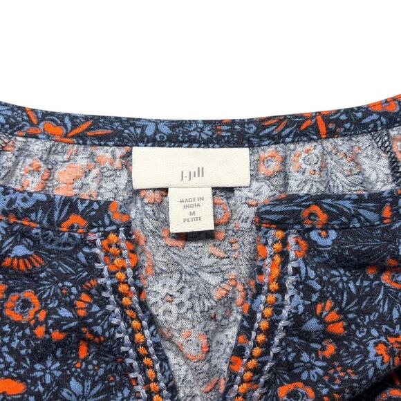 J. Jill Notched Neck Long Sleeve Blouse Size Petite Medium - Picture 2 of 3